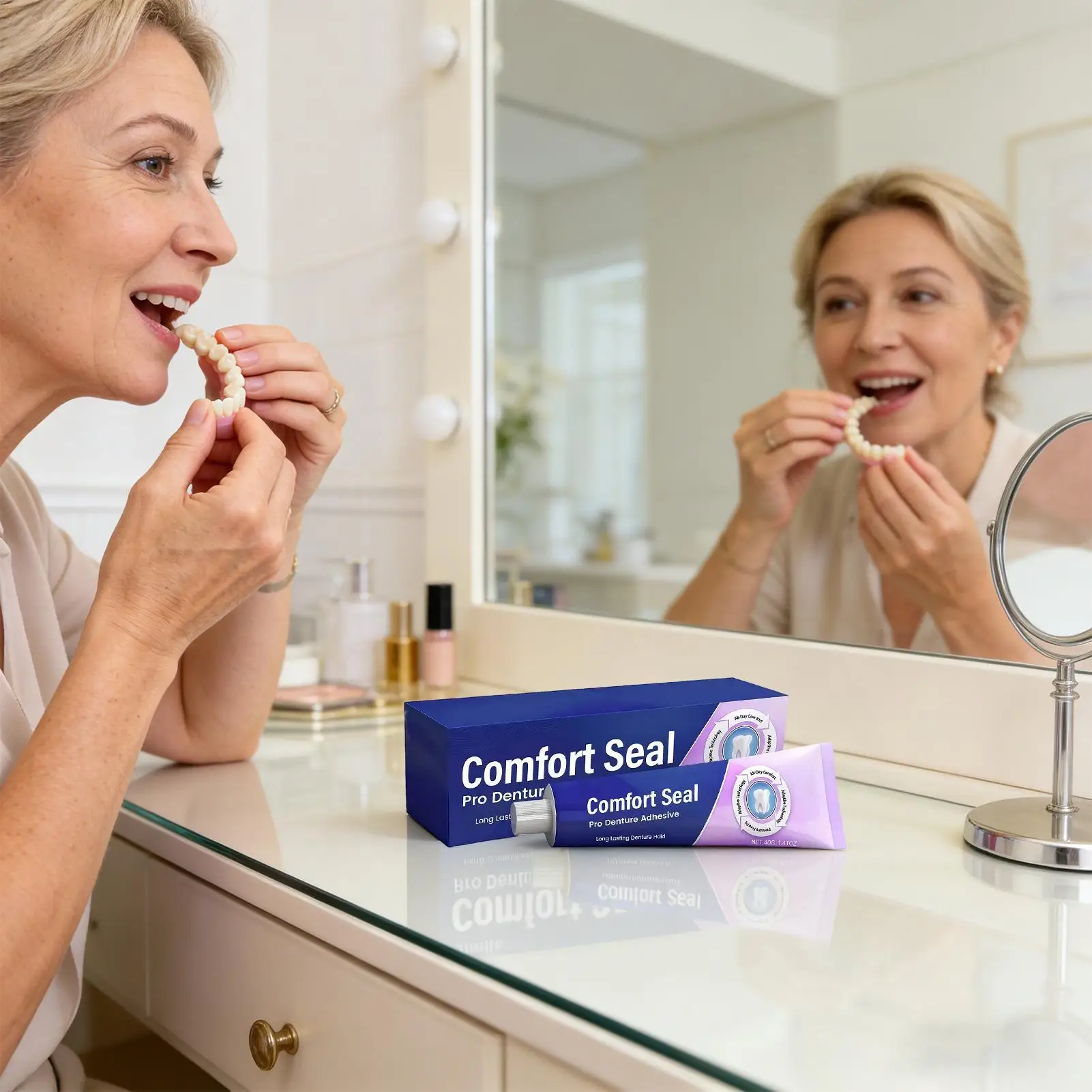 Glue For Dentures 40g Professional Denture Cream Long-Lasting Stability Comfort Security Teeth Adhesive For Home Travel Braces