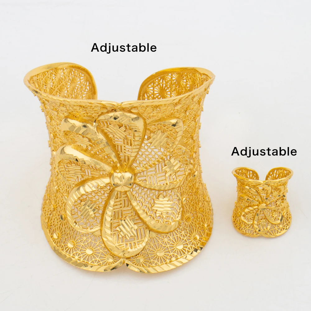 YM Dubai-Manschettenarmreif mit Ring für Frauen, 18 Karat vergoldetes Kupfer, Armband, Schmuck, nigerianische Hochzeit, Party, Geschenk, Schmuckzubehör 6
