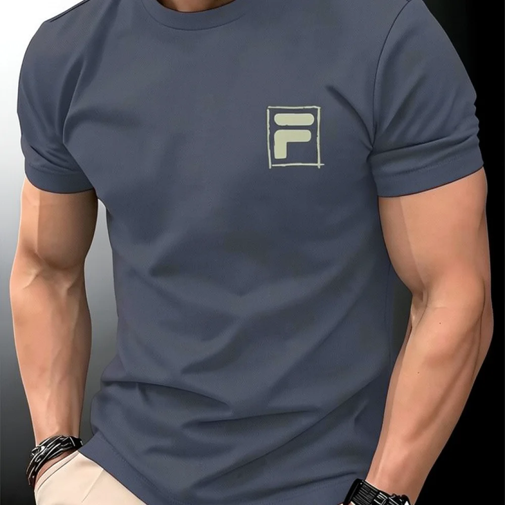 Mens Fitness T Shirt Quick Dry Breathable Sport Tee Summer Casual Short Sleeve Gym Running Workout Geometric Print Top