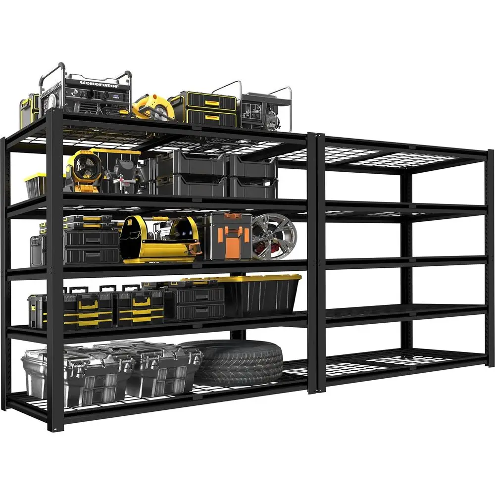 

Heavy-Duty 5-Tier Adjustable Metal Garage Shelving, 48W x 24D x 72H, Black for Industrial, Utility, or Basement Storage