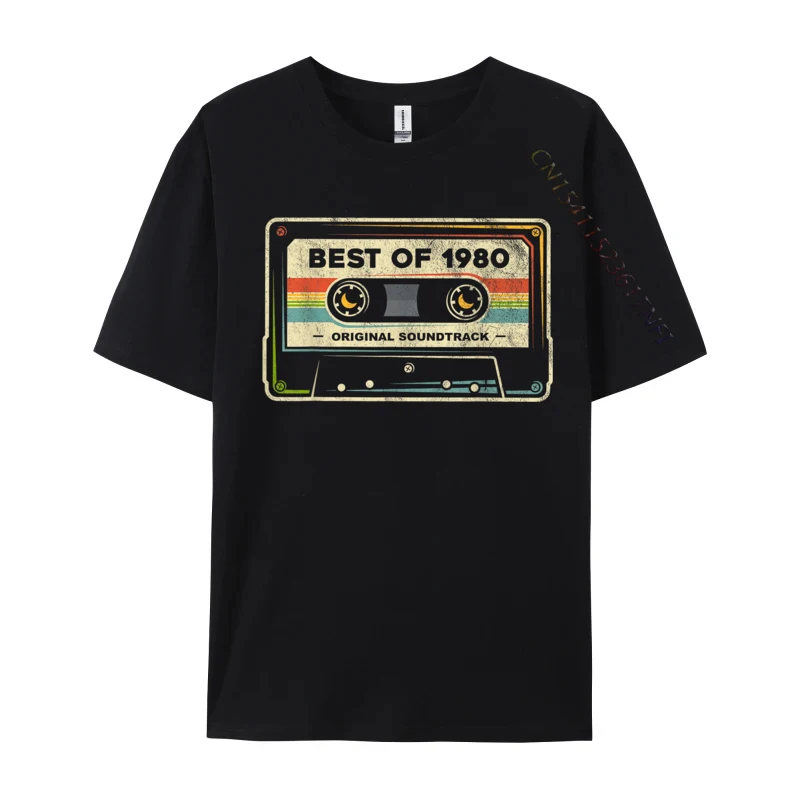 Retro Best of 1980 Mixtape Vintage 44th Birthday Cassette Printed On Newest Normal Tops Shirt O Neck Autumn Cotton T-Shirts