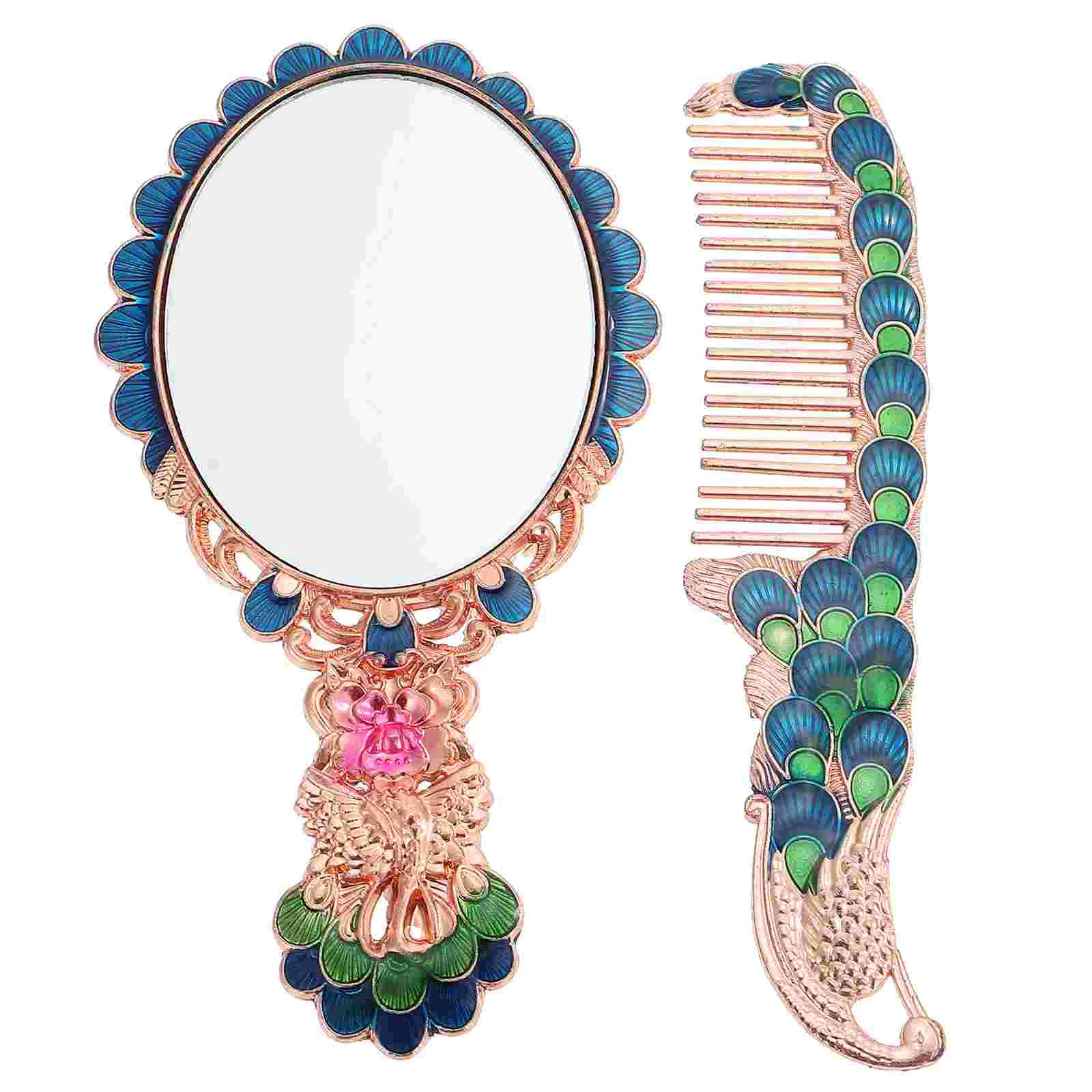 

Set Vanity Mirror Woman Mirrors Vintage Hair Brush Zinc Alloy Perfume with Comb Makeup