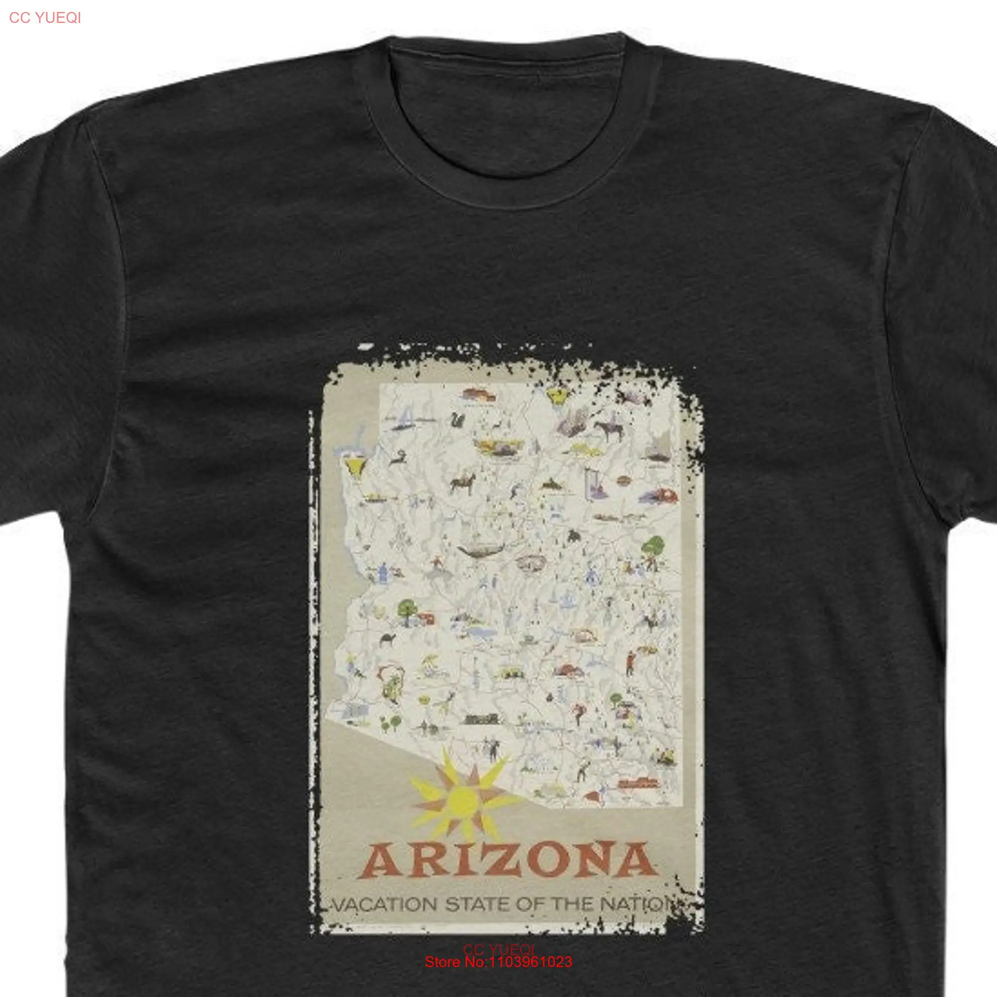 Аризона отпуск государственное нация винтажный постер для путешествий Высококачественная хлопковая футболка с длинным или коротким рукавом