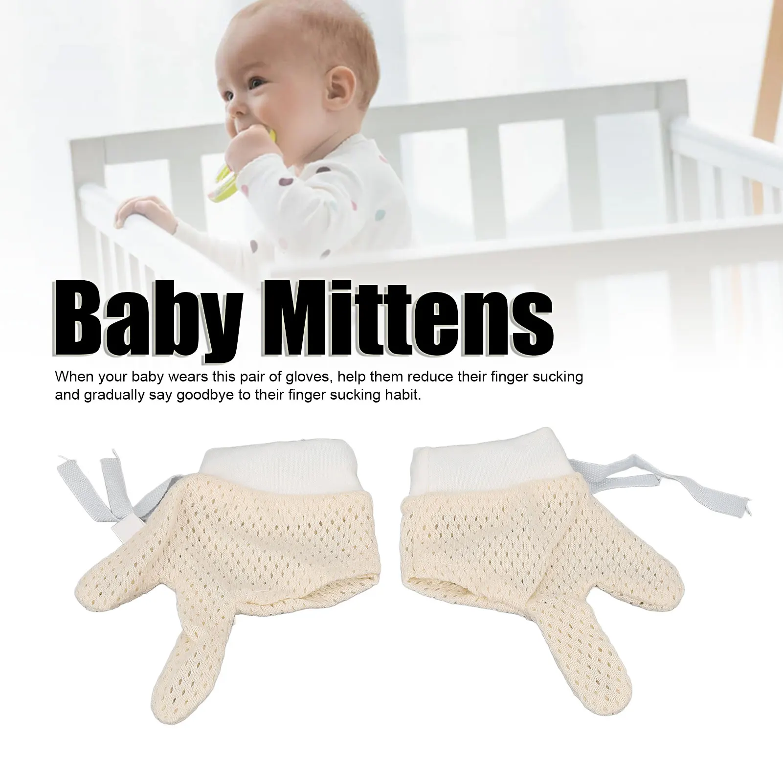 

Baby Mittens Mesh Hand Gloves with Drawstring Scratch Free Unisex for Infants Newborns Boys Girls S
