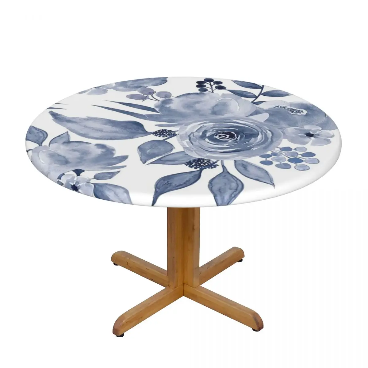 Hamptons Style Floral Design Waterproof Round Tablecloth Oilproof Table Cloth for Kitchen Events Dining Table Cover