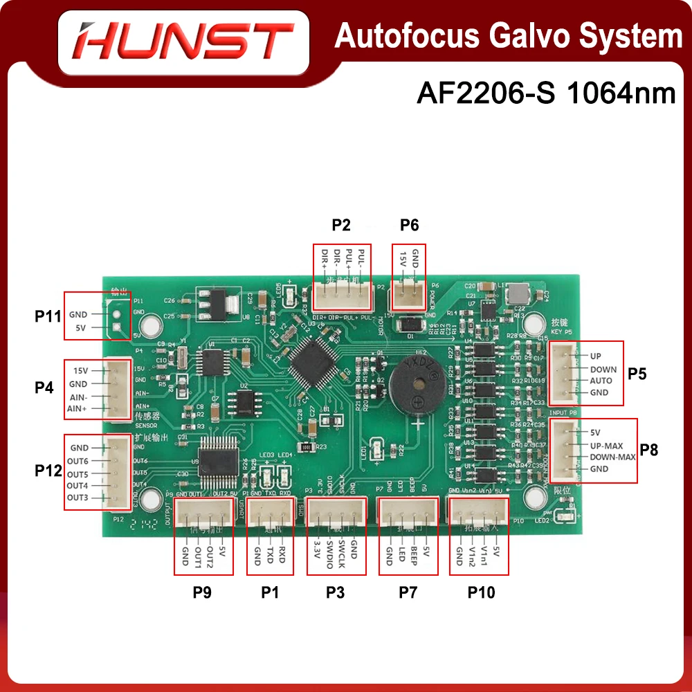 HUNST SINO-GALVO Autofocus Galvo System AF2206-S Fiber Laser Scanning Galvo Head Input Aperture 10mm for Metal Marking Machine.