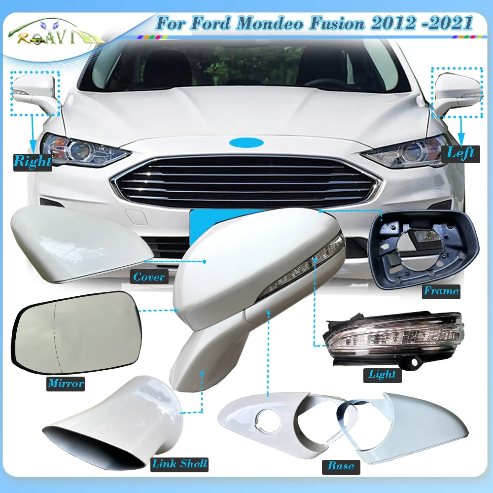 Roavia For Ford Mondeo Fusion 2012 -2021 RearView Door Mirror Side Mirror Light Glass Cover Frame Base Support Shell Parts