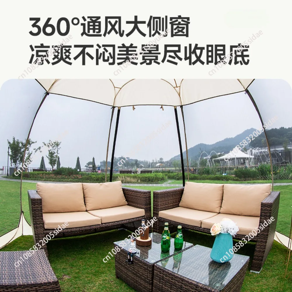 Screen House Room Camping Tent Outdoor Canopy Pop Up Sun Shade Hexagon Shelter Mesh Walls Not Waterproof 10'x10' Beige Patent