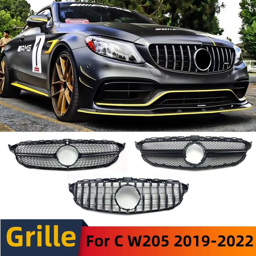 

Передняя впускная маска, решетка, бампер, решетка, комплект кузова, аксессуары для тюнинга для Mercedes Benz C class W205 C205 19-22 Stars GT Style