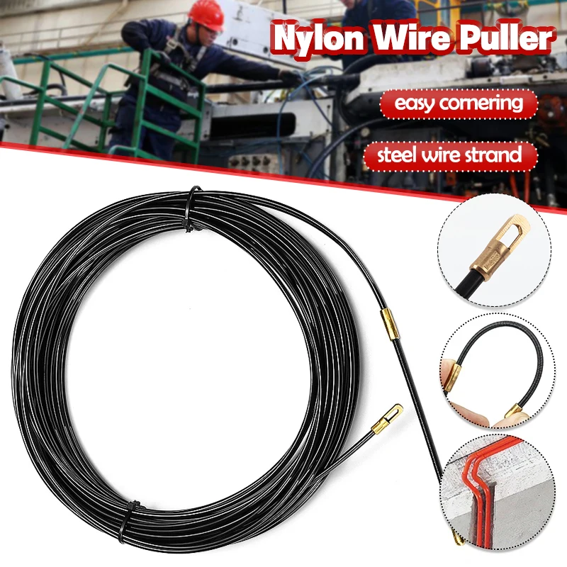 3mm-5/15/20/30M Cable Puller Guide Push Puller Nylon Wall Wire Lead Electrician Spring Tape Conduit Threader Puller Wiring Aid