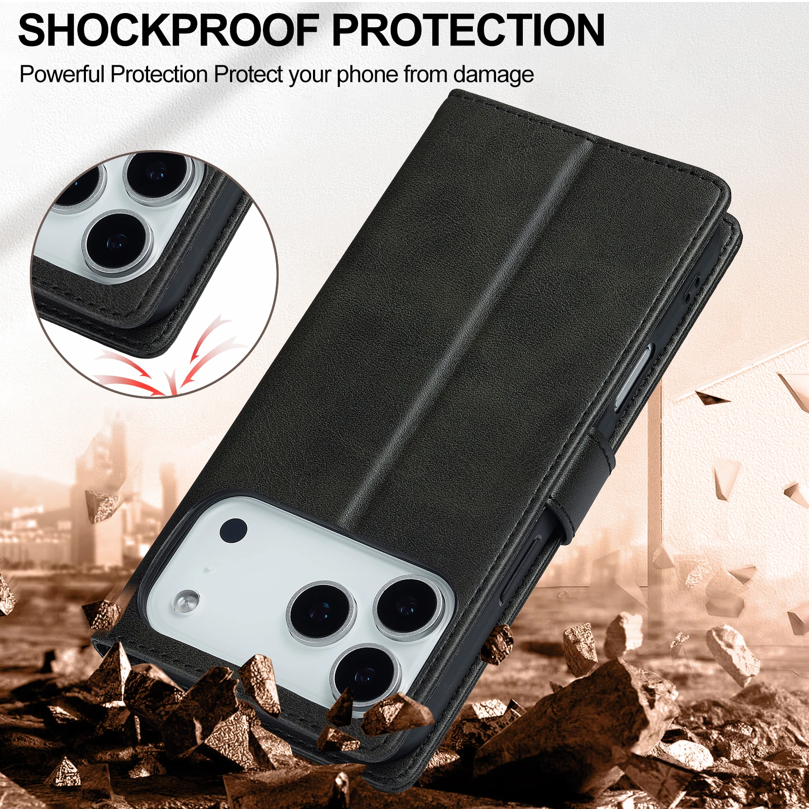 Luxury Wallet Leather Cards Holder Case For iPhone 18 17 16 15 14 13 12 11 Pro Max Plus Shockproof Protection Cover Accessories