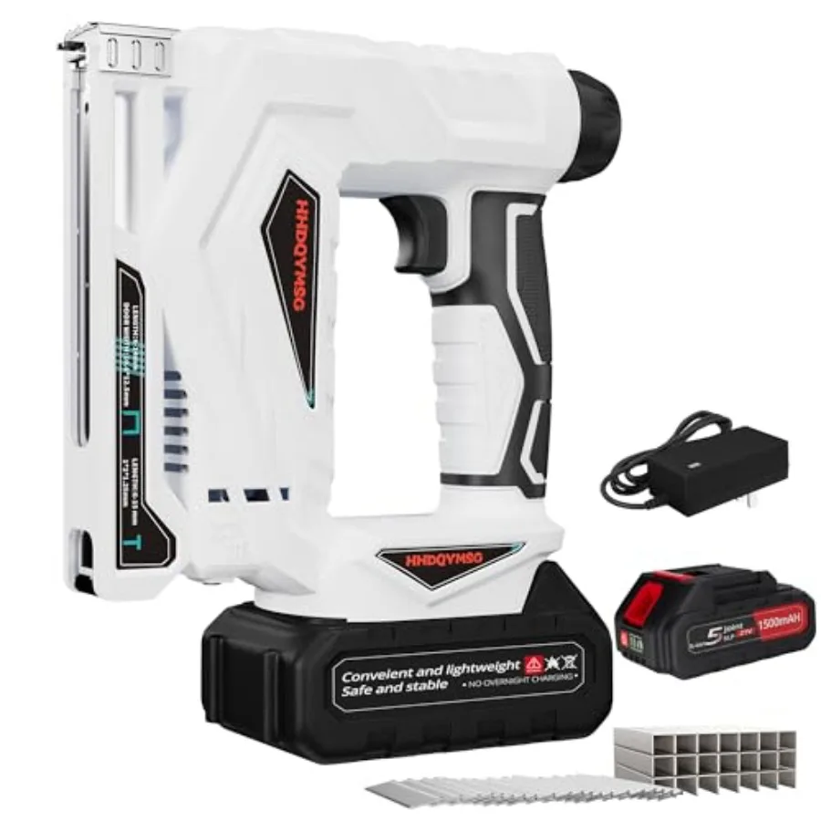 

Nail Gun Cordless with Battery 2 in 1 Cordless Brad Nailer Stapler for Upholstery Wood and Family DIY Electric Nail Gun with 10