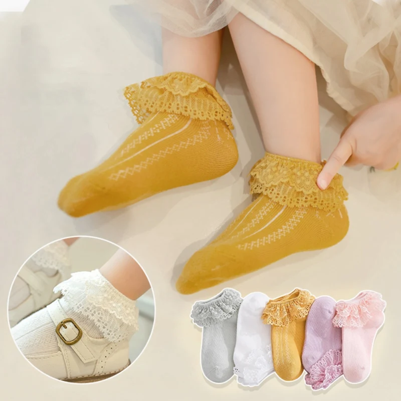 Cotton Lace Ruffle Princess Mesh Breathable Socks Children Ankle Short Sock Baby Girls Toddler Dancing Socks Kids Stocking