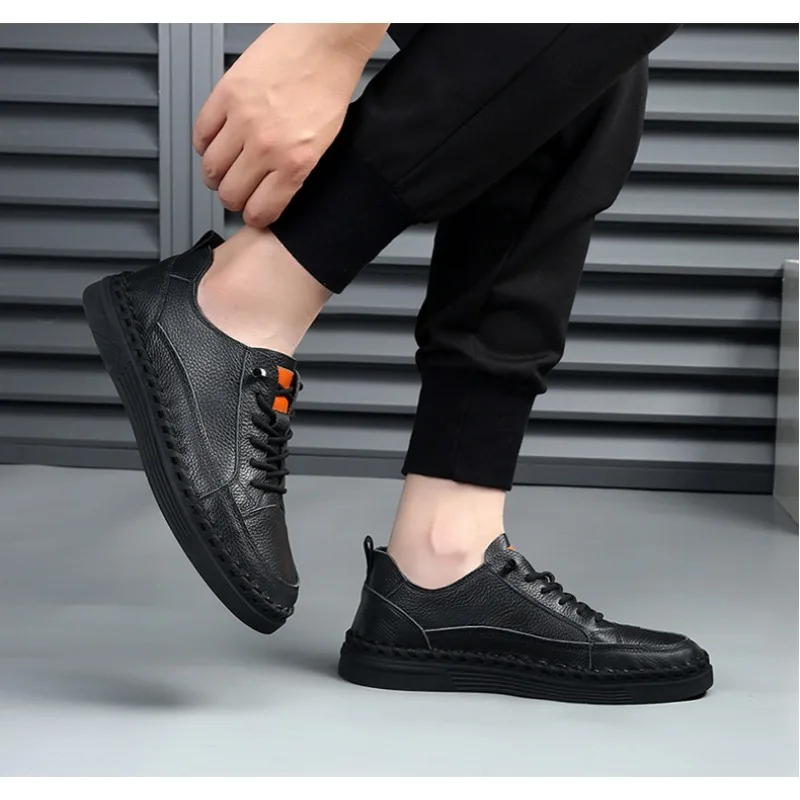 New Cow Leather Platform Shoes for Men New Designer Soft Sole Casual Sneakers Male Fashion Spring Autumn Zapatos Para Hombre