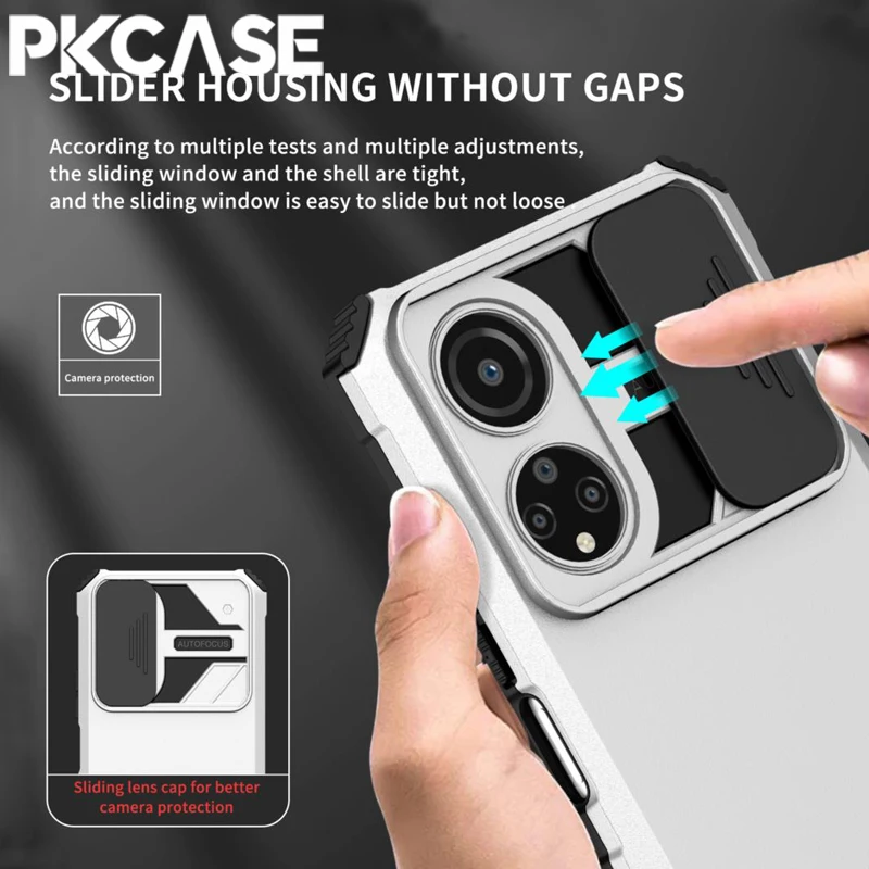 PKCASE Slide Camera Lens Case For Honor X9 5G X8 4G X7 X30 X30i Stand Push Window Cover For Honor Play 30 Plus Magic 4 Lite