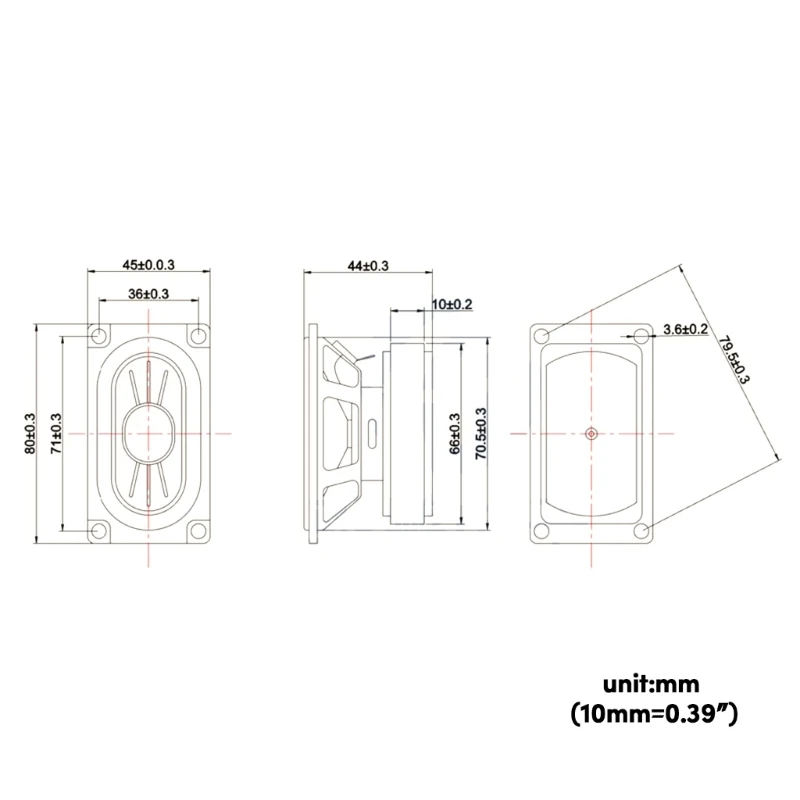 3 นิ้วลำโพงความถี่เต็มรูปแบบ 4 โอห์ม, 12 วัตต์ 12 วัตต์ Fever Hifi ลำโพงสี่เหลี่ยมผืนผ้าลำโพง Dynamic Coil ลำโพง 80x45 มม.