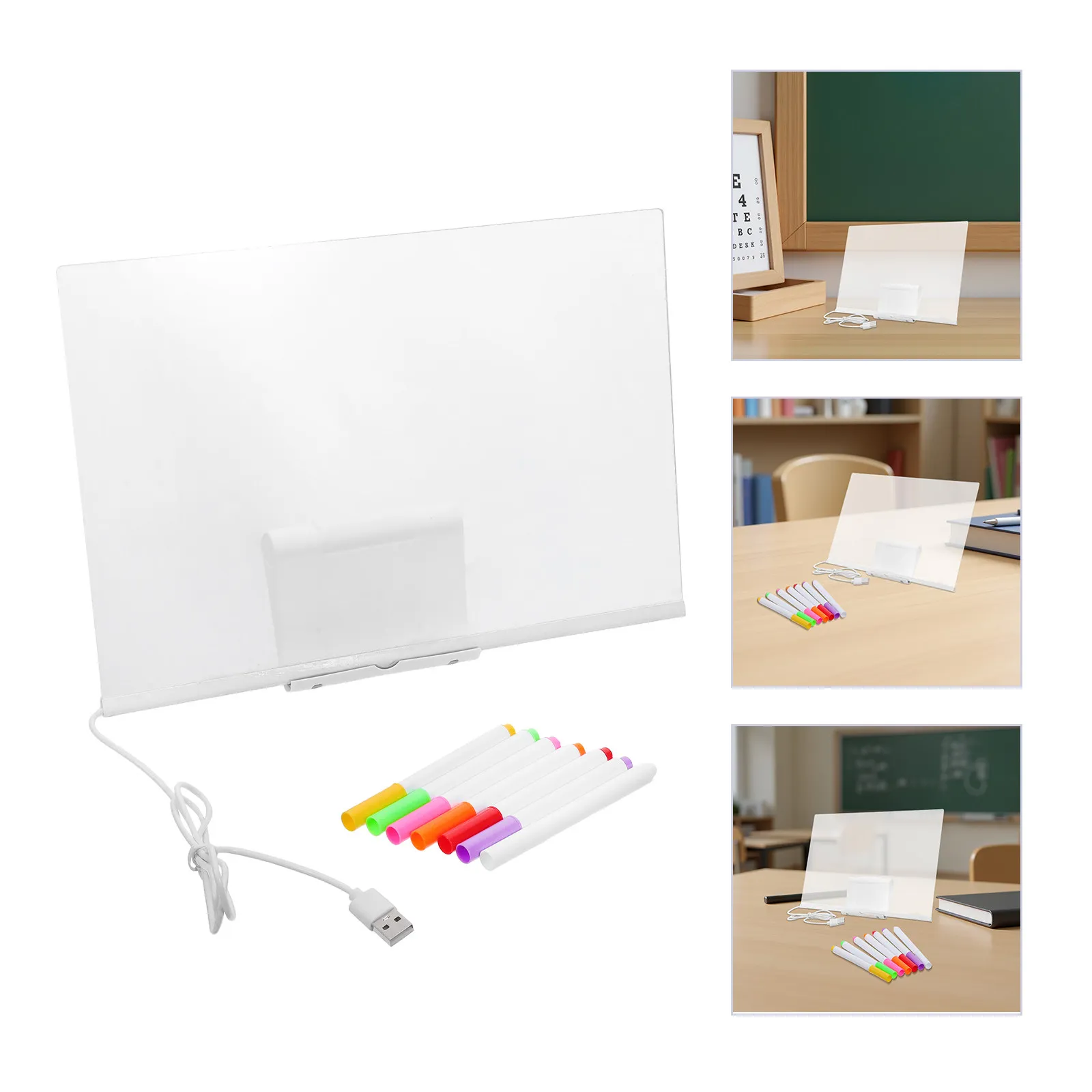 

1Set LED Acrylic Glowing Dry Erase Board Rewritable Writing Pad USB Lighted Message Board Home Office Drawing Glowing Doodle Pad