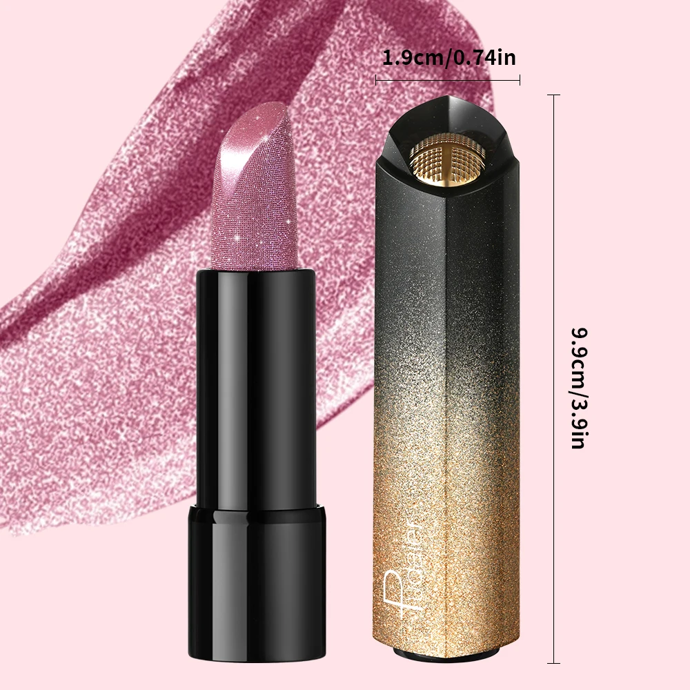 1 PC グリッターリップスティック、プレス可能な真珠光沢のあるリップスティックは、砕かれたダイヤモンド粒子のように非常に光沢があり、滑らかで長持ちします。