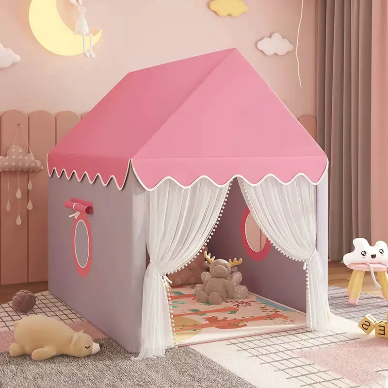 Grande tente de jouet pliante Wigwam pour enfants, tipi, maison de jeu pour bébé, château de princesse pour filles, décoration de chambre, cadeau pour bébé, 1.35m