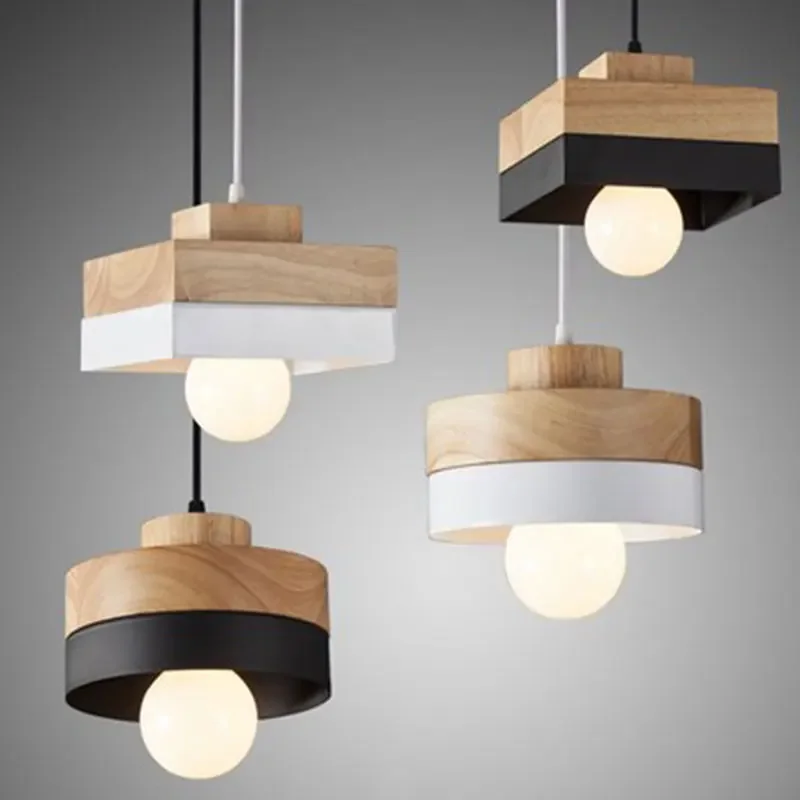 

Creative Wooden Pendant Light Dining Lamp Modern LED Lighting Fixture Living Room Hanging Lamp Loft Industrial Nordic Home Decor