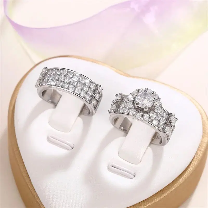 Shiny Zircon Ring Set, Luxury, Light, Ins Style, Design Sense, Bridal Wedding, Eternal Jewelry, Party Sisters, Fashion