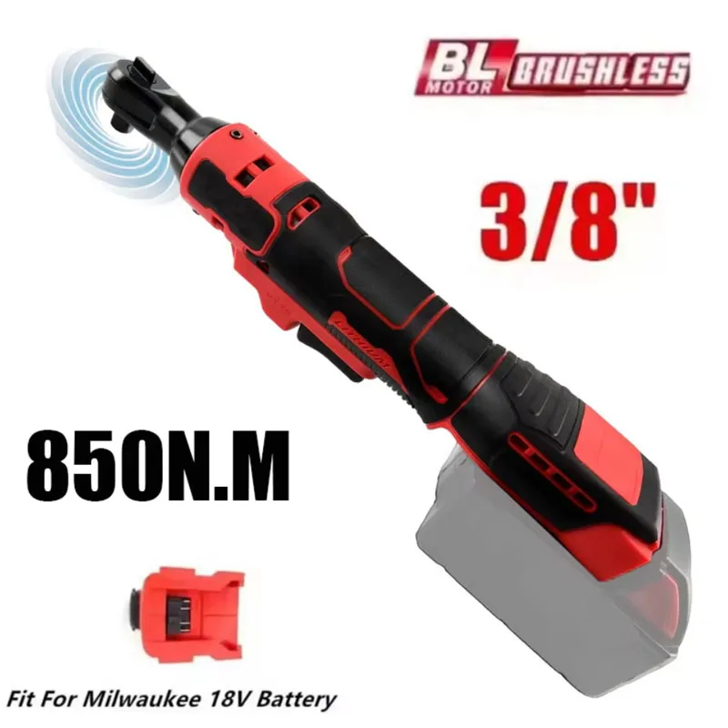 

Электрический ключ с трещоткой для аккумулятора Milwaukee 18 В, аккумуляторная отвертка 3/8 дюйма, 850 Нм, съемная гайка со светодиодной подсветкой, ремонтные электроинструменты