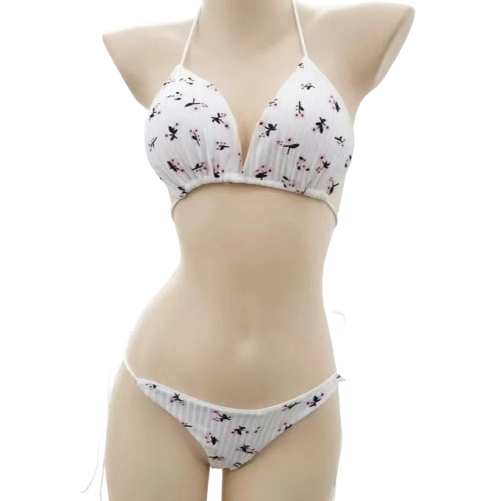 Women Sexy Adjustable Swimsuit Summer Girls Print Bra Bikini Set Women Lace Up Bathing Suit Beach Swimwear Suit