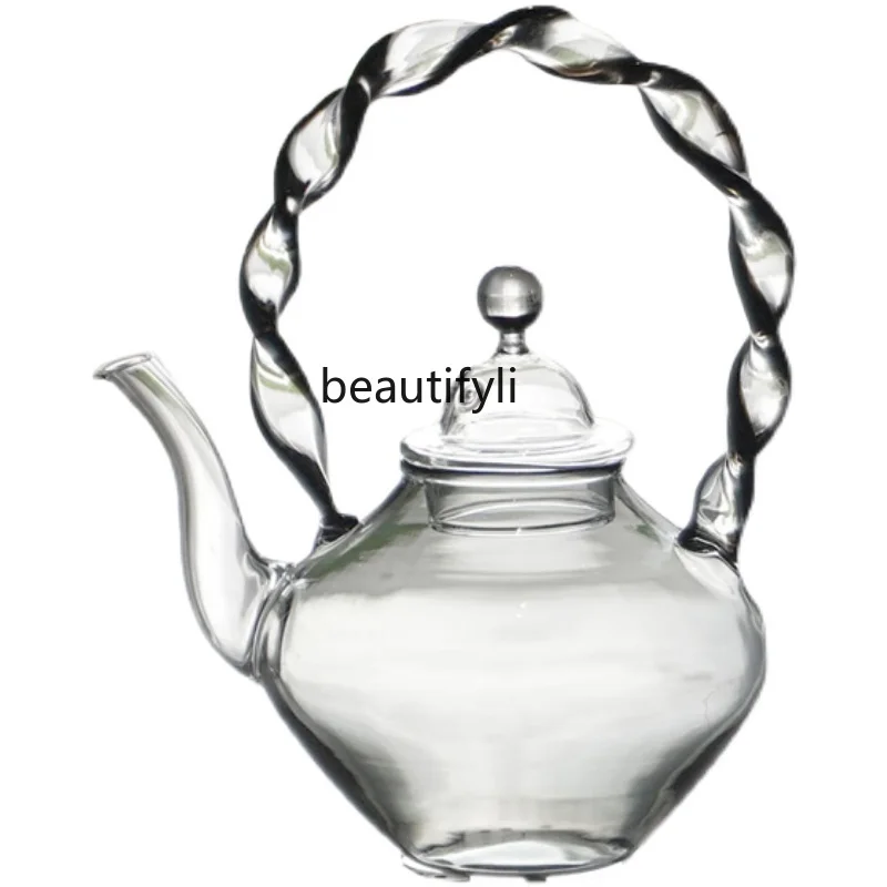 

Чайник zqGlass из импортного материала устойчивый к высоким температурам с подогревом японский простой чайник с ручкой-петлей