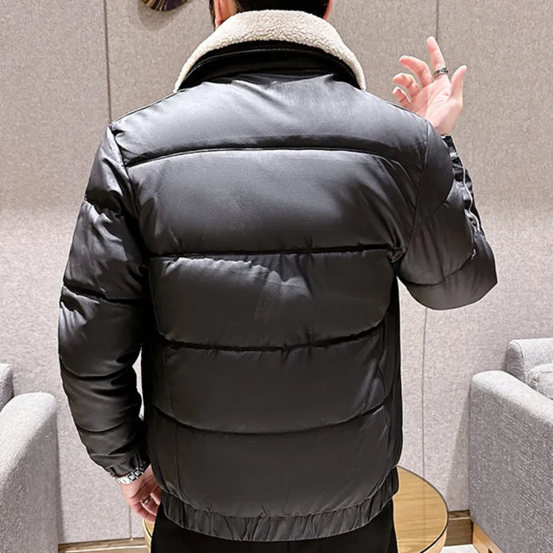 2023 Korean Stand Collar Thickened Warm Trendy Parka New Men Jacket Casual Winter Men Harajuku Jacket Men Parka Coat Homme