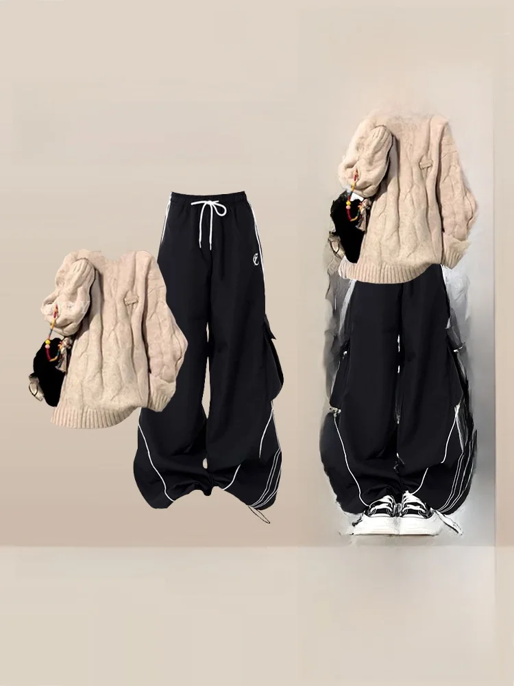 

Autumn Winter New Sle Lazy Faion High End Soft Cozy Japanese Twist Sweater Women Dstring Casual Sports Pants Set