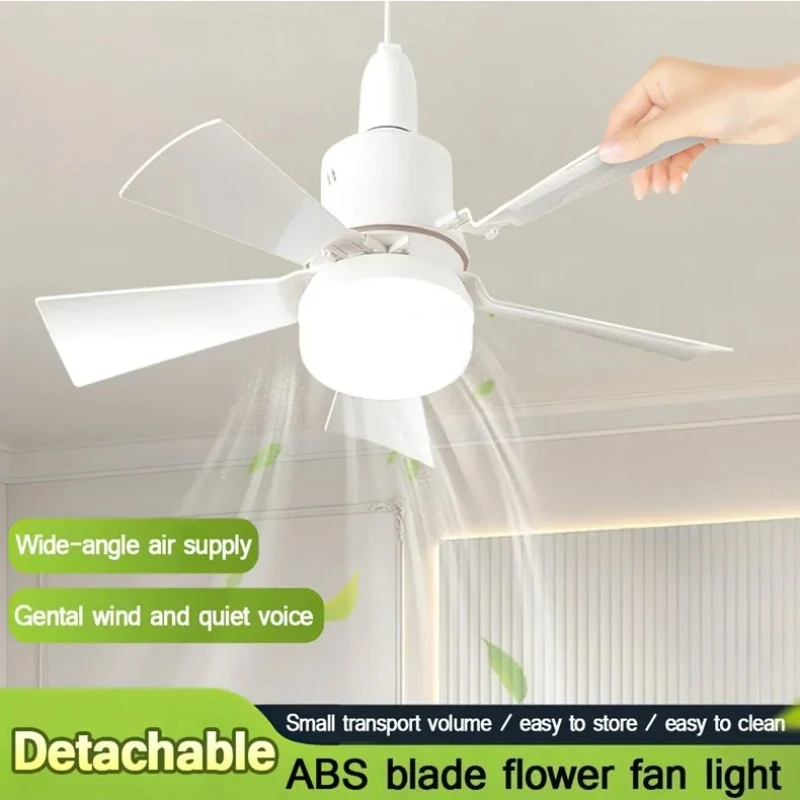 E27 Base Silent Electric Fan Lamp 30W Ceiling Fan Light  With Remote Control Dimming Ceiling Fan Light for Living Room Bedroom