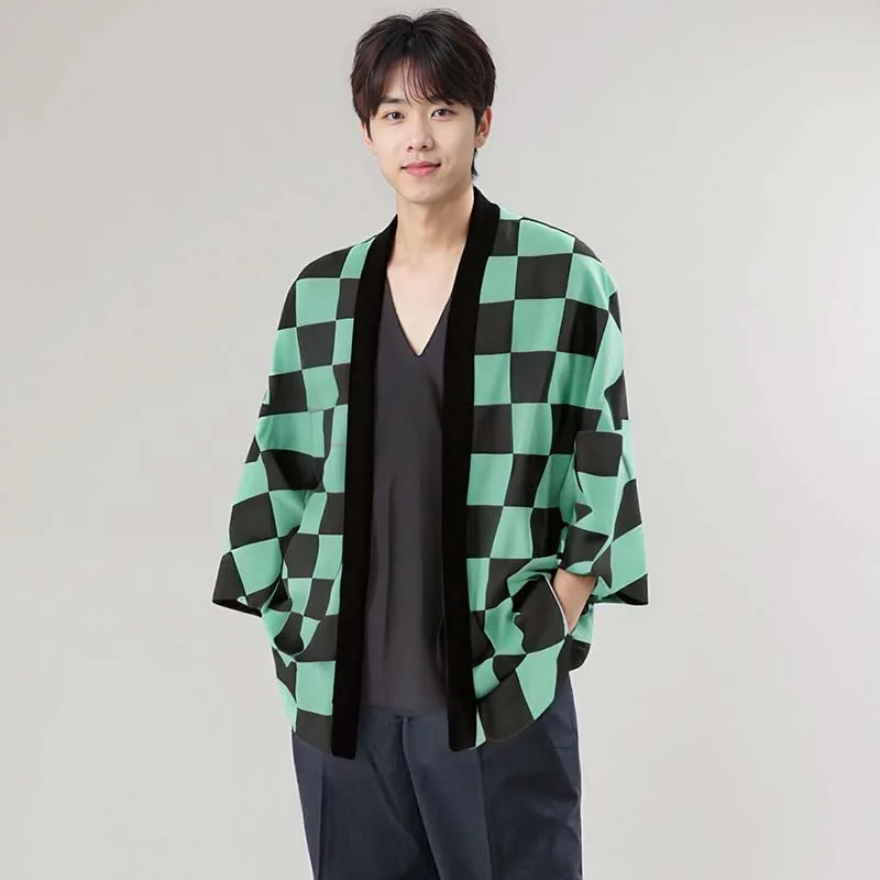 Japanese Anime Tanjiro Nezuko Kamado Cosplay Kimono for Men Women Halloween Shinobu Zenitsu Giyuu Coat Ear Clip Accessory Suit