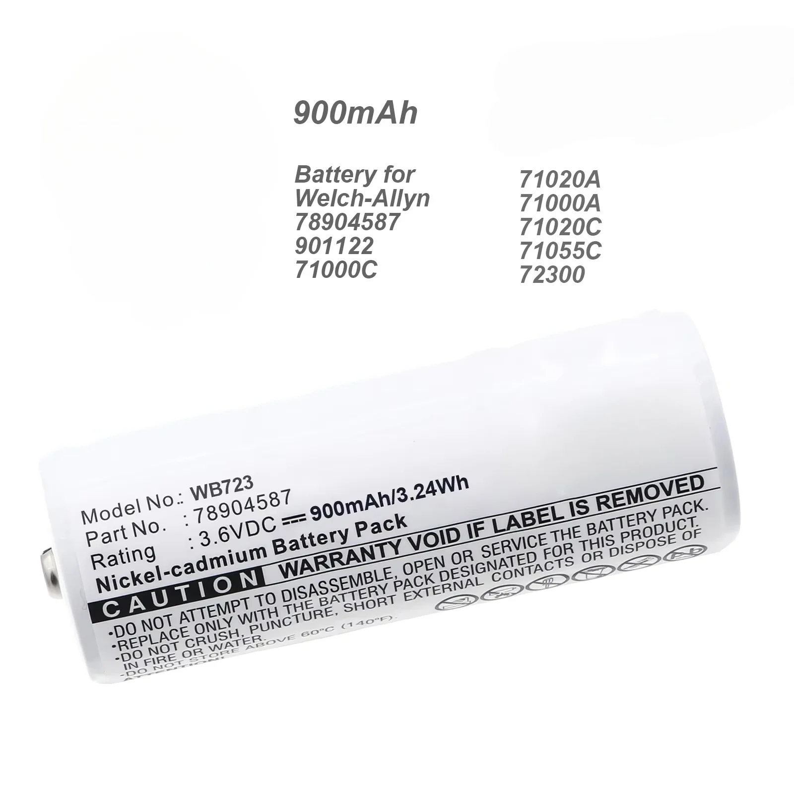 900mAh Medical Battery For Welch-Allyn 71000C 71020A 72300 CJB-723 NMNC723W Medical Diagnostic Instrument