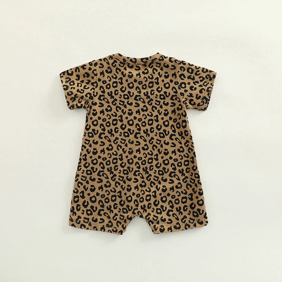 Cute and Comfy Leopard Patterned Cotton Baby Onesies Perfect Summer Wear for Playful Baby Girls and Boys Adorable Unisex Design