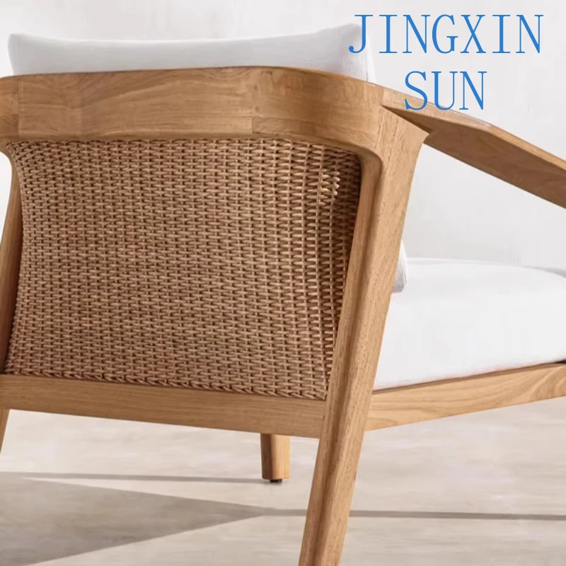 Teak Outdoor Leisure Rattan Sofa Combination Garden Rattan Chair Garden Sofa