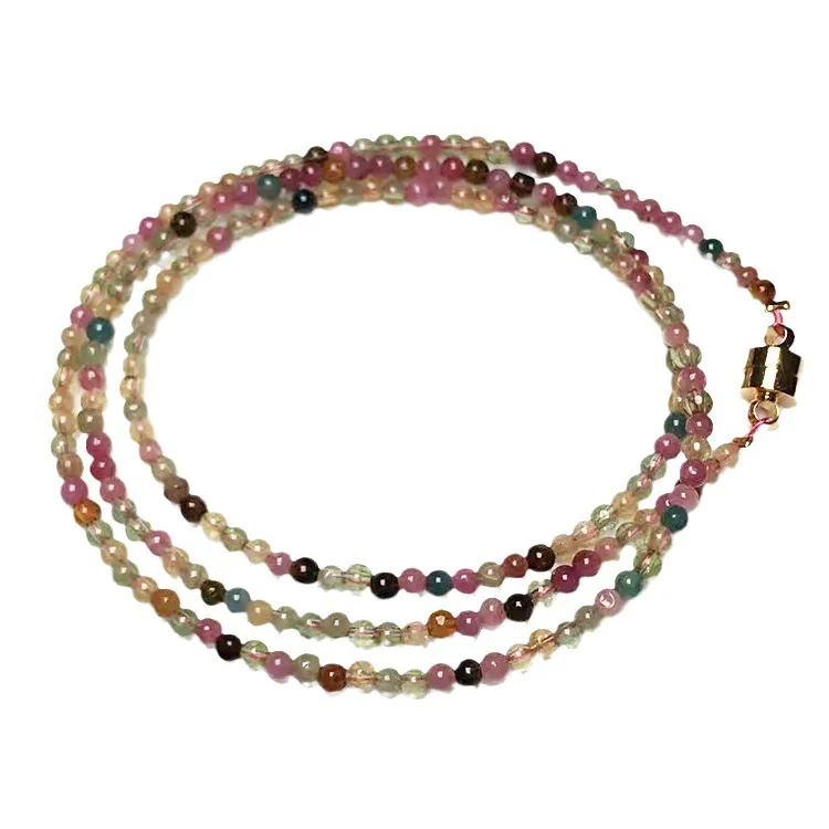 Tourmaline 3 Loops Mala Bracelet Women Stone Can Be Used As Necklace With Blue Tourmaline Women Crystal Jewelry
