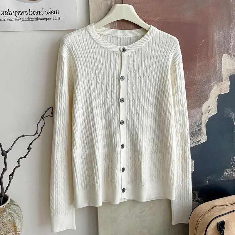 Dameskleding Mode All-match Effen Vest Herfst Winter Nieuwe Casual Losse Lange Mouwen Knop Tops Kantoor Dame Truien