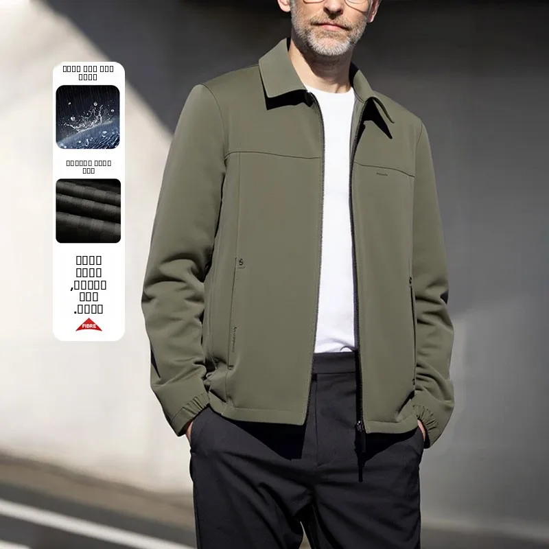 

Busin повседневный классический простой воротник-стойка Jaet 2026, весенний трансграничный 3D мужской длинный свек из полиэфирного волокна для среднего возраста