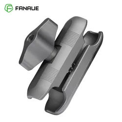 FANAUE 알루미늄 더블 소켓 암 호환, 20mm 볼 어댑터 거치대 마운트 클램프, 오토바이 자전거 카메라 익스텐션 암