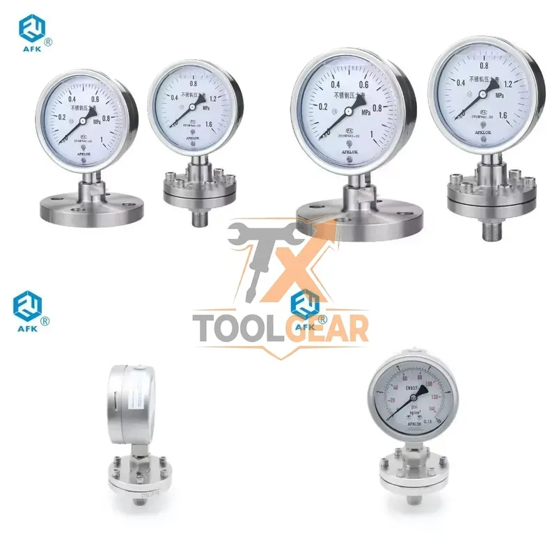 2026hotsale* YTP-100 MF Stainless Steel Shock Resistant Diaphragm Pressure Gauge Flange Manometer 4'' for Water Treatment