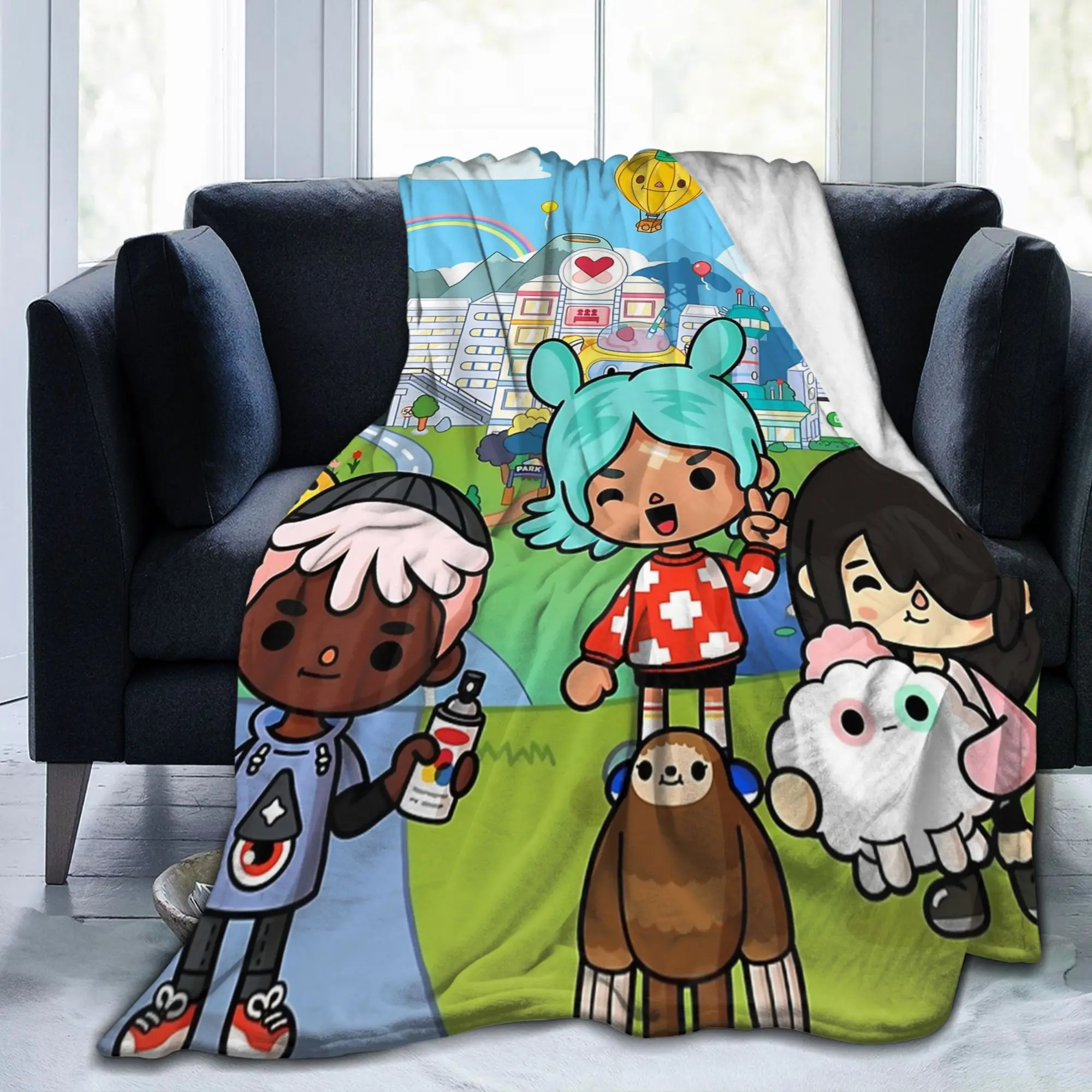 Toca Life World Manage Blanket BSG Game Cartoon Fuzzy Novelty Soft Throw Blanket for Coverlet All Season Travel