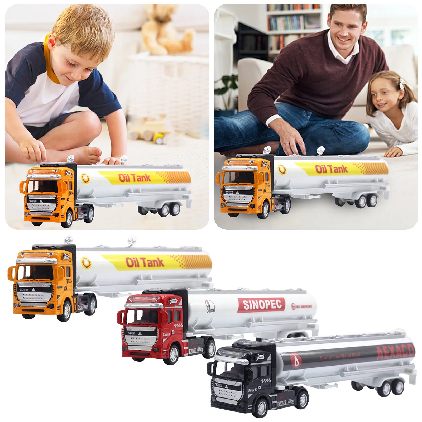 

Remote Control For Boys 8-12 Oil Tank Transport Car Vehicle Pull Back Model Kids Toy Table Decor City Remote Control Track Cars