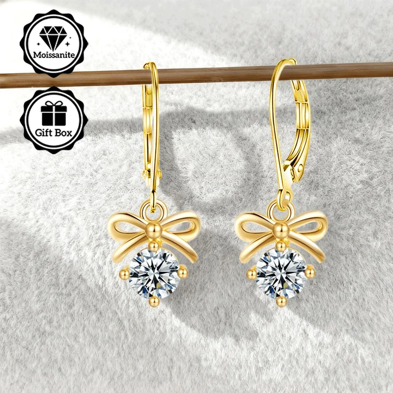 LAMVOICE Schmuck für Damen/Ohrringe mit 1 Karat Moissanit, hypoallergener Hakenohrring, Weihnachtsgeschenk für hochwertigen Schmuck