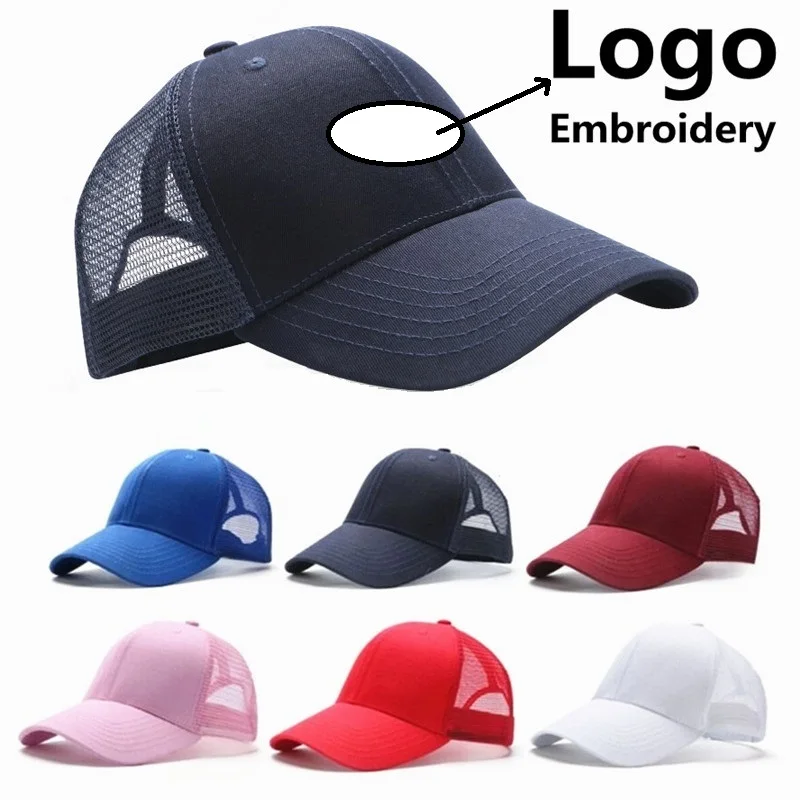 

Summer Unisex women Casual cotton sports hat Custom trucker hat Men solid Breathable mesh baseball cap