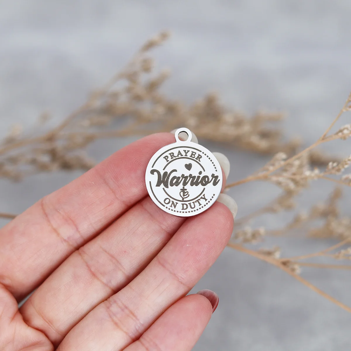 3pcs Stainless Steel Charm Prayer Warrior on Duty Laser Engraved for Jewelry Making Necklace Bracelets DIY Handmade Material