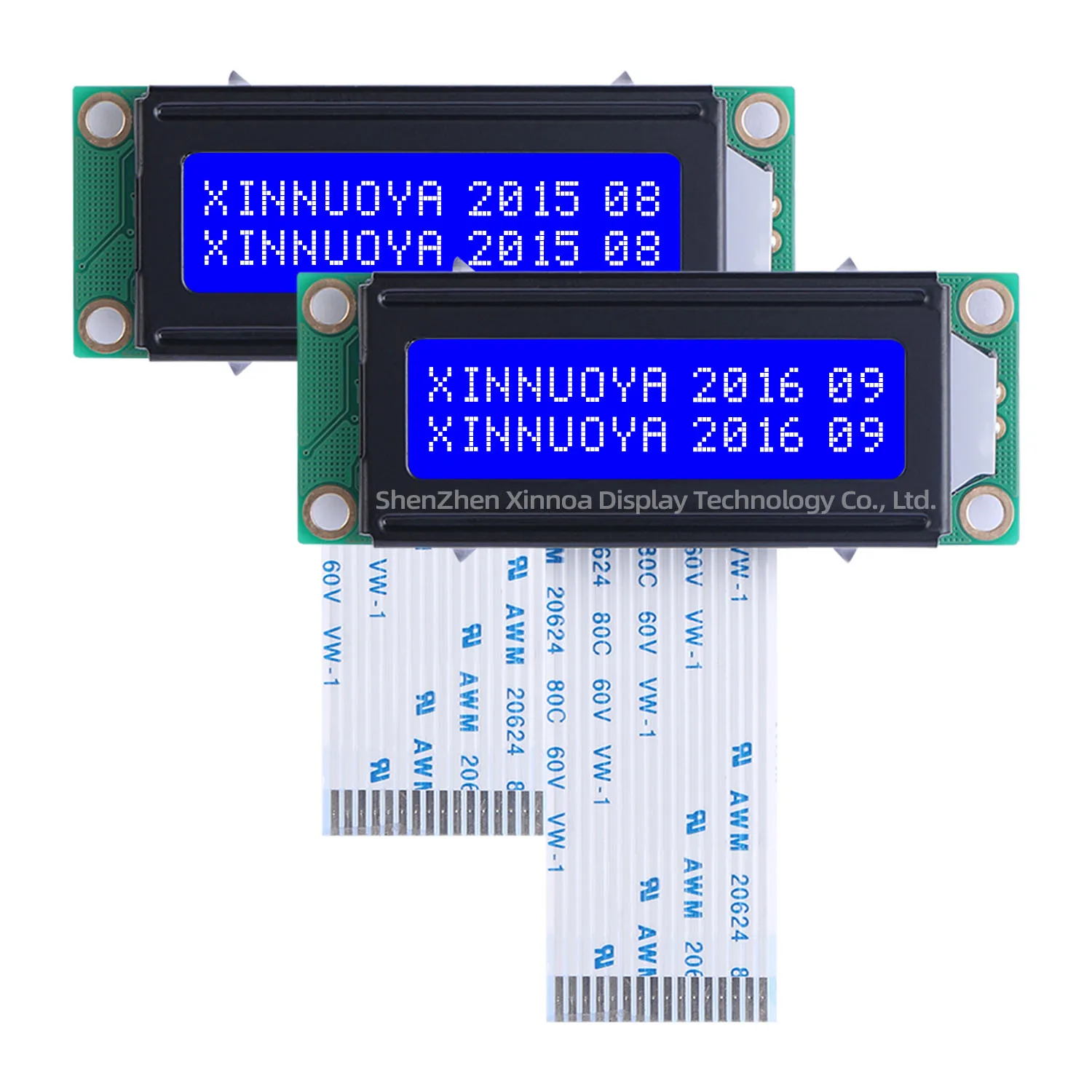 1602A-20-1A gray film black text HD44780 FPC45MM 16X2 1602 Small Character LCD LCM Blue Negative with White LED Backlight