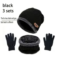 3/4/5 Uds. Gorro de terciopelo cálido para invierno, conjunto de guantes y bufanda, gorros de invierno, gorro de punto para hombres y mujeres, gorro de terciopelo, bufanda de lana Coral para al aire libre