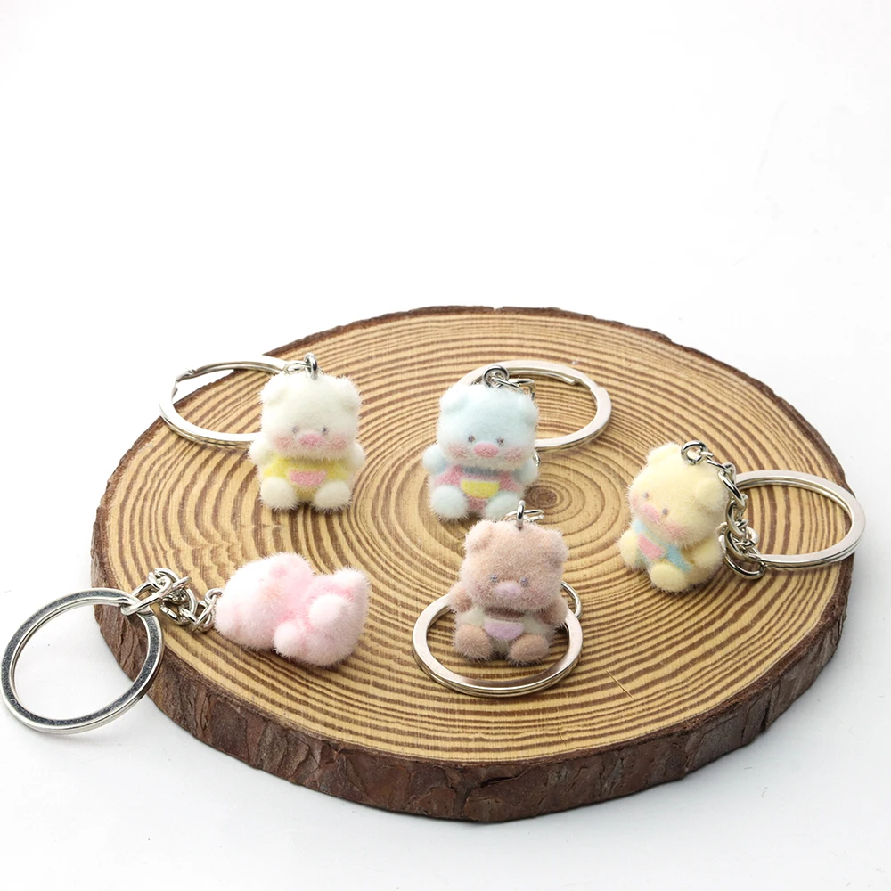 

20Pcs Resin Flocking Piggy Keychain Versatile Animal Pendant Accessories for Bag Charm Pant Decoration Custom Keychain Wholesale