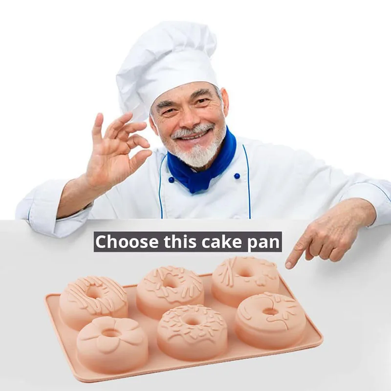 6-Cavity Donut Pans Nonstick Donut Mold BPA FREE Dishwasher Safe Silicone Heat Resistant Air Fryer Doughnut Pan for Baking Tools