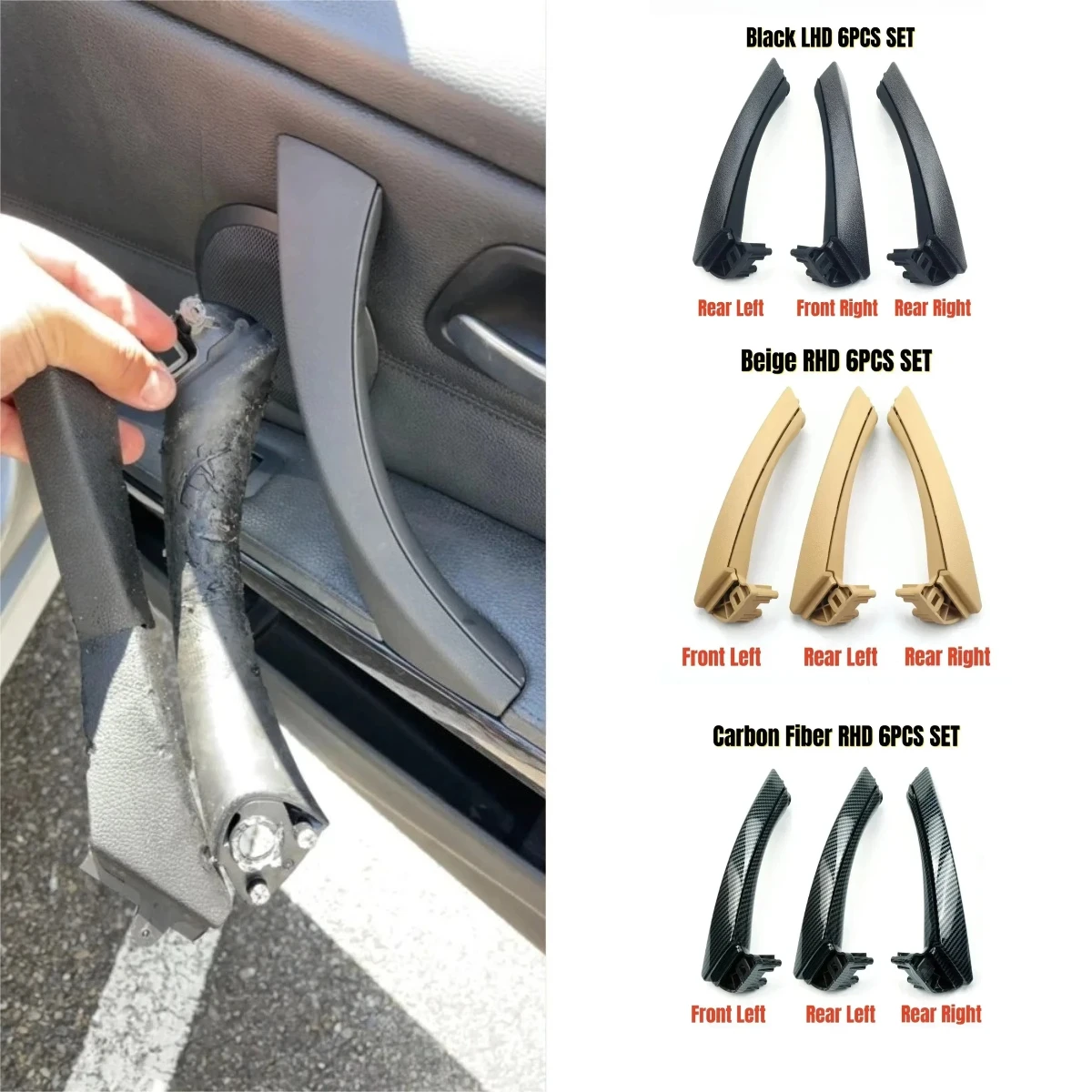 

LHD/RHD Car Inner Door Handle Replacement For BMW 3 Series E90 E91 E92 316 318 320 325 328i Interior Door Pull Handle